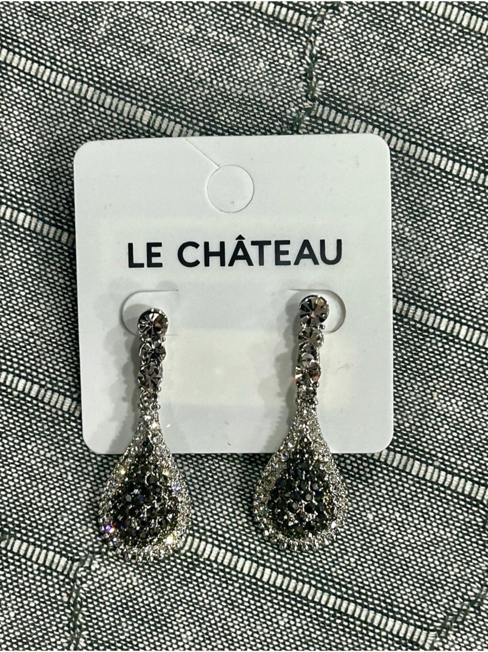 Le Chateau Silver Pavé Teardrop Dangle Earrings